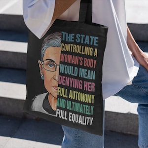 Pro Choice Tote | Sassy Tote Bag | Shopping Tote | Book Bag | Beach Bag | Roe V Wade Tote Bag | Reproductive Rights | Notorious RBG