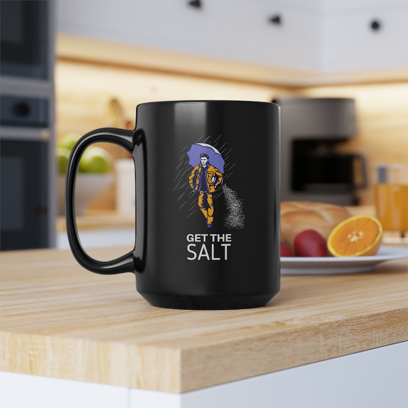Supernatural Mug Dean Winchester Get The Salt Large 15oz Black Ceramic Cup image 1