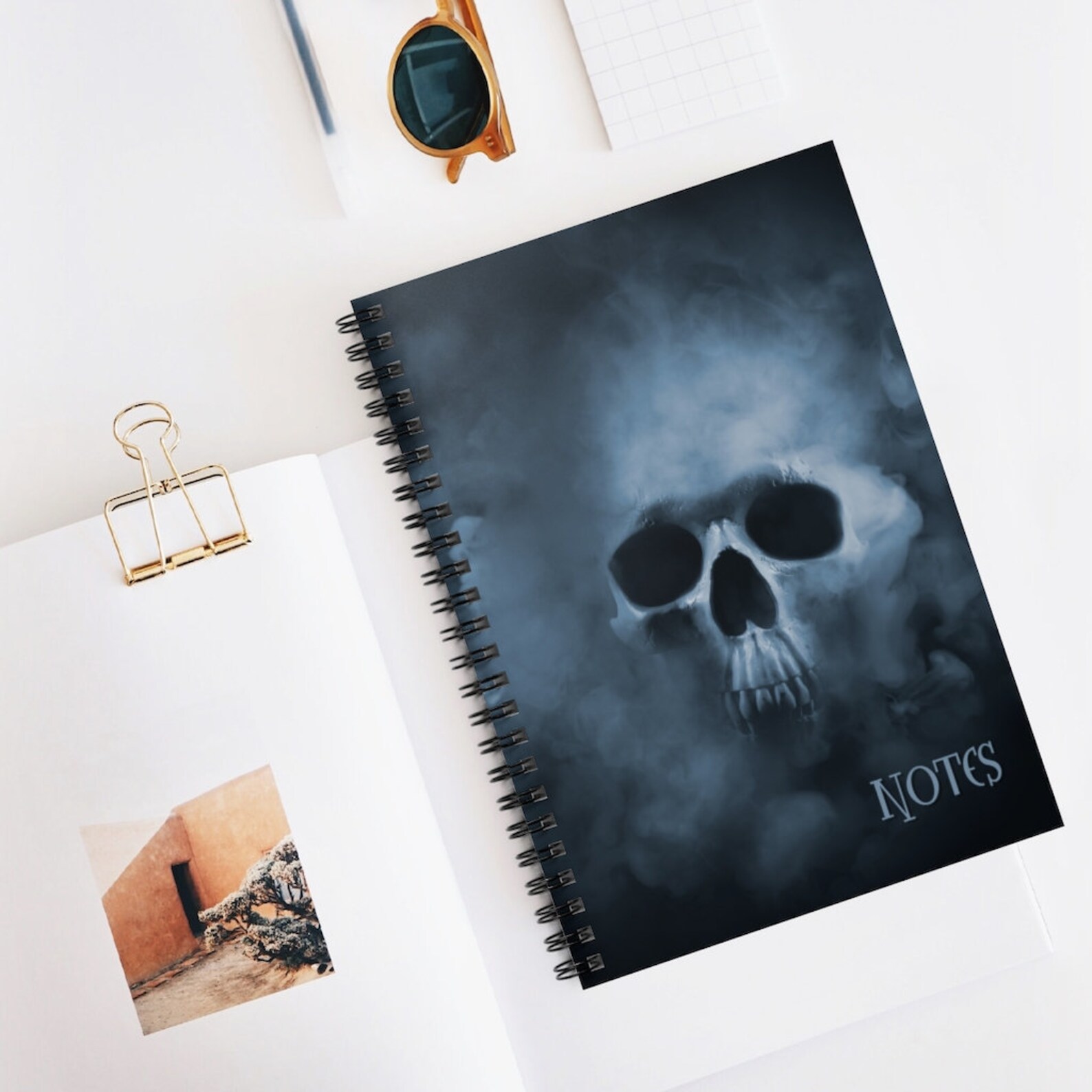 Halloween Creepy Skull Spiral Notebook Ruled Line Etsy