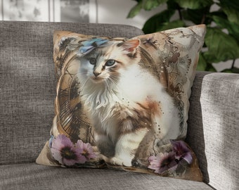 Purr-fectly Whimsical Cat Throw Pillow Cover: Elegant Home Decor for Feline Fanatics! Great Gift for Cat Lovers