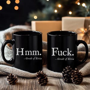 Funny Witcher Coffee Mug | 2-Sided Geralt Quote Mug | Witcher Gift for Him or Her | Large 15oz Black Ceramic Cup