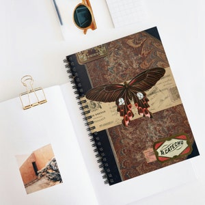 Moth Ephemera Spiral Notebook | Dark Academia Notebook | Goth Stationary | Gothic Dream Journal | Vintage Aesthetic | Writing Grimoire