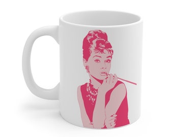 Audrey Hepburn "Nothing Is Impossible" Coffee Mug | White & Pink 11oz