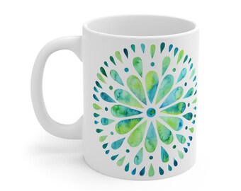 Mandala Mug | 11oz Watercolor Floral Coffee cup