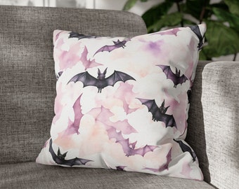Bat Pillow Cover | Dark Cottagecore Halloween Pillow Cover | Witchcore Designer Sham | Gothic Home Decor | Decorative Square Pillow Case