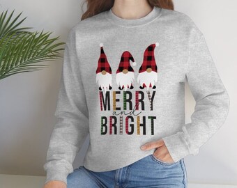 Gnomes Christmas Sweater | Merry and Bright | Christmas Crewneck Sweatshirt | Sassy Christmas Sweater | Cute Holiday Shirt |