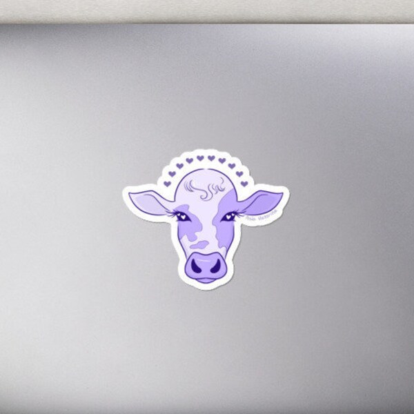 Pretty Purple Cow Cute Kawaii Lavender Decal Vinyl Phone Laptop Water Bottle Waterproof Sticker Bovine