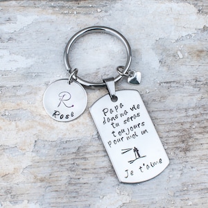 Dad gift, Father&#39;s Day, Personalized keychain, I love you dad, Father gift, Keychain stamped, stamped, First name, Made in Quebec