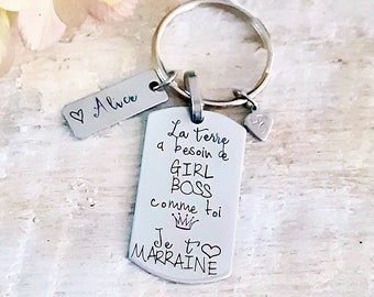 Godmother Gift, Girl Boss, Keychain, Best Godmother, Nephew, Niece, Crown, Thank You Godmother, Personalized, I love you Godmother, BOSS