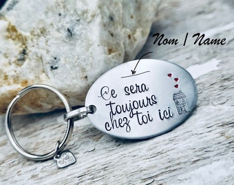 Keychain gift, Home, Leaving home, Welcome, Studies, University, Meaningful gift, Family, Proof of love, Young adult, Name