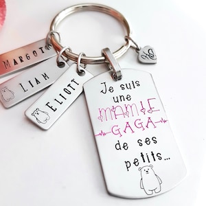 Grandma gift, Grandma Gaga, Grandchildren, Grandma gift, Key ring, Love, Family, Personalized, Teddy bears, Gaga, First name, Trottier, HTC