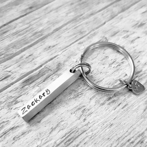 Personalized key ring, 4 faces, Stainless steel, Children's name, Men's gift, Women's gift, Family, Souvenir, Key ring, Grandpa, HTC