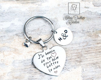 Valentine's Day gift, I love you, Love gift, Heart key ring, Couple initials, Makes my heart beat, Declaration of love, Lovers, Couple