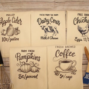 Farm/Market Embroidered Tea Towel