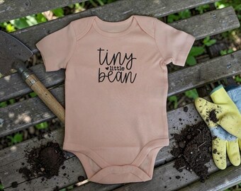 Organic Cotton Baby Bodysuit, Tiny Little Bean Design, Farm Baby Apparel
