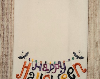 Happy Halloween Embroidered Tea Towel/Kitchen Towel