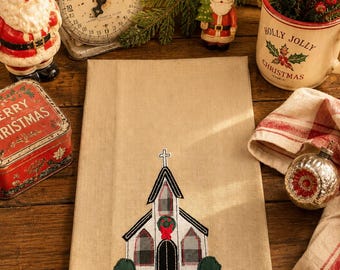 Joy To The World Embroidered Kitchen Towel - Christmas