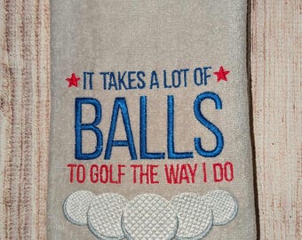 Funny Embroidered Golf Towel, Novelty Golf Gift