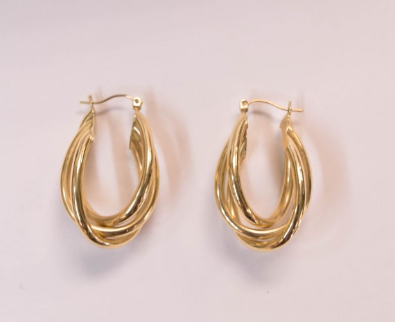 14k Twist Hoops - image 1