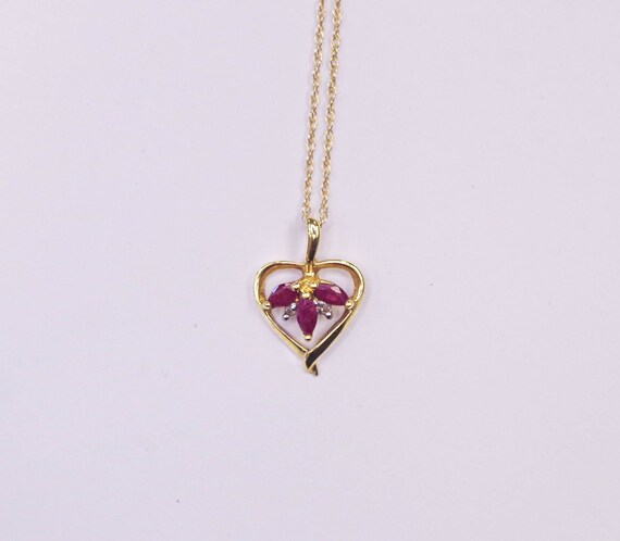 10K Ruby Heart Pendant - image 3