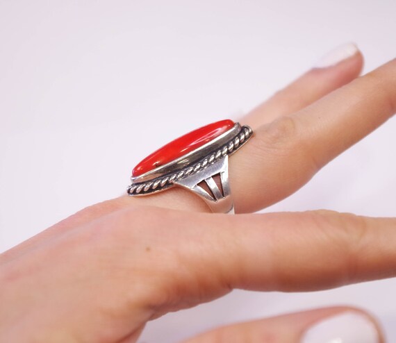 Sterling Silver Red Stone Ring - image 3