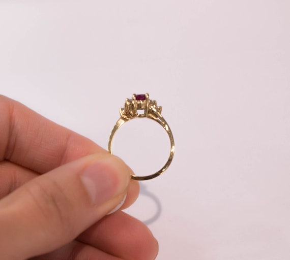 14K Oval Ruby and Diamond Ring - image 3