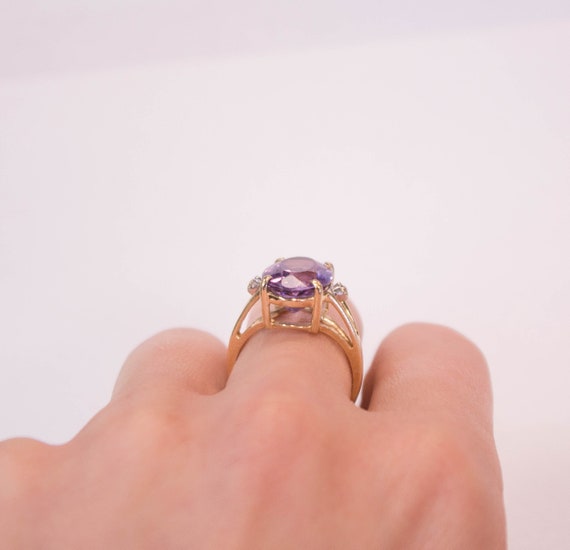 14k Purple Amethyst and Diamond Ring - image 4