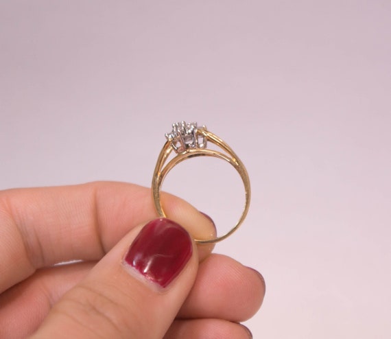 14k Double Flower Diamond Ring - image 3