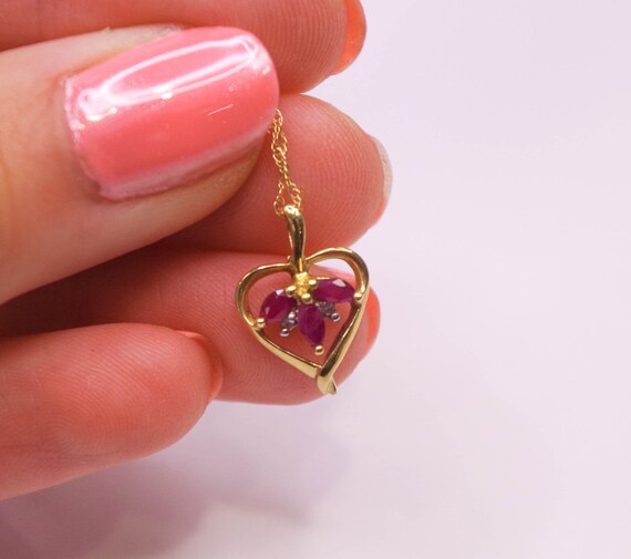 10K Ruby Heart Pendant - image 1