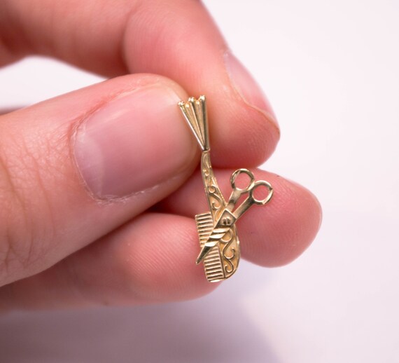 14K Comb and Scissors Pendant