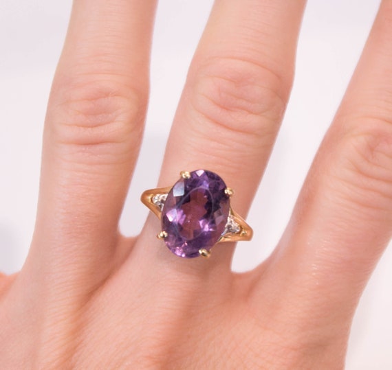 14k Purple Amethyst and Diamond Ring - image 2