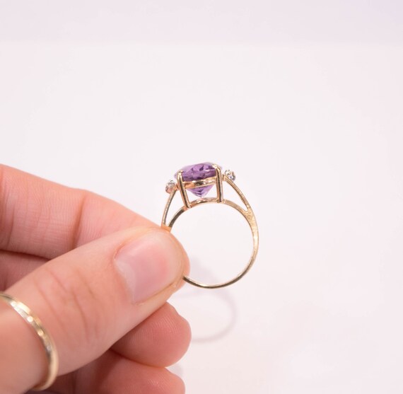 14k Purple Amethyst and Diamond Ring - image 5