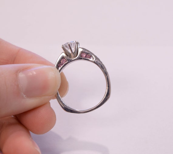 14K CZ, Pink Sapphire, and Diamond Ring - image 4