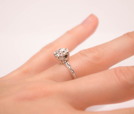 14K Diamond Halo Engagement Ring - image 3