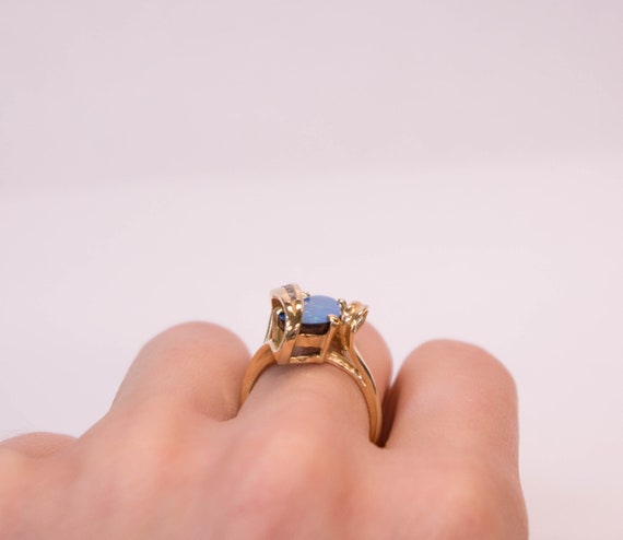 14K Opal and Diamond Ring - image 3