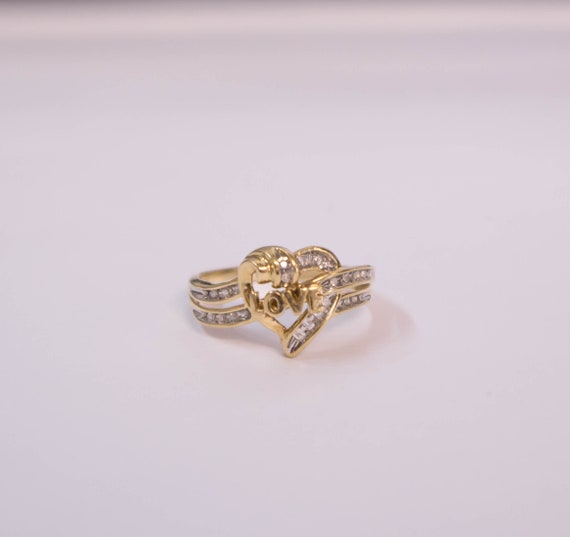 10K Diamond Love Ring - image 1