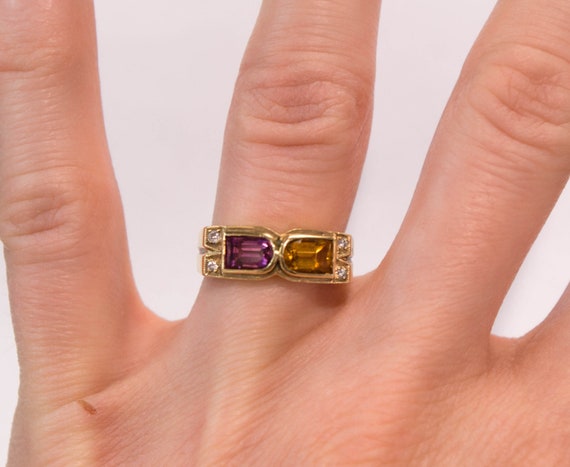 14k Amethyst and Citrine Ring - image 1