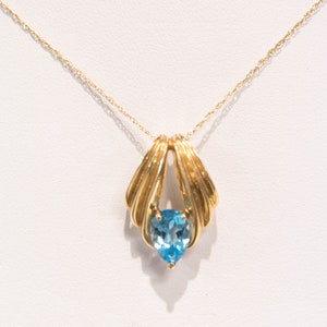 14K Blue Pear Topaz Pendant
