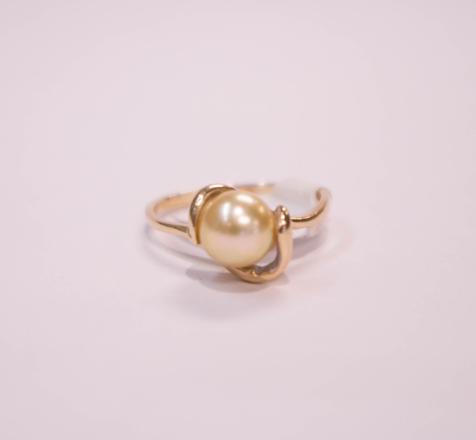 10K Golden Pearl Ring | Etsy