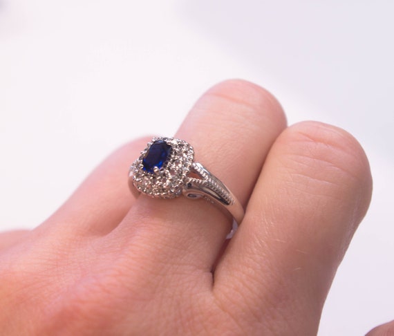 Sterling Silver Blue Stone Ring - image 2