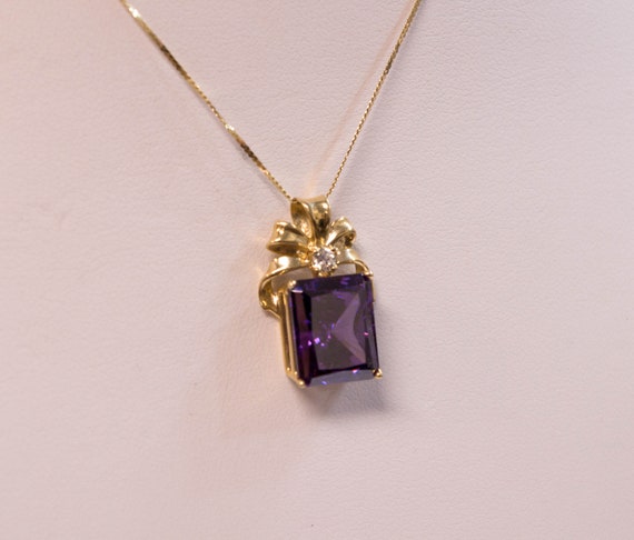 14K Purple and White CZ Pendant - image 1