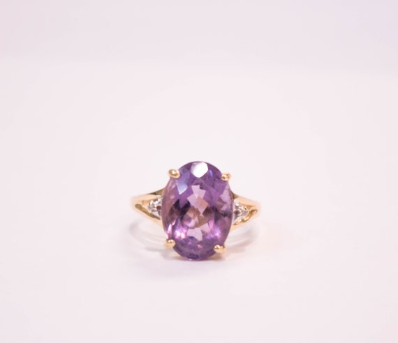 14k Purple Amethyst and Diamond Ring - image 1