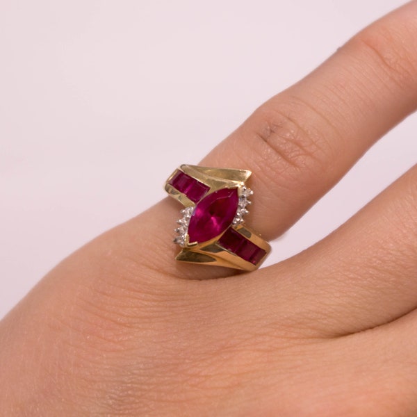 10K Imitation Red Stone Ring