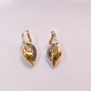 14K Two Tone Twist Earrings