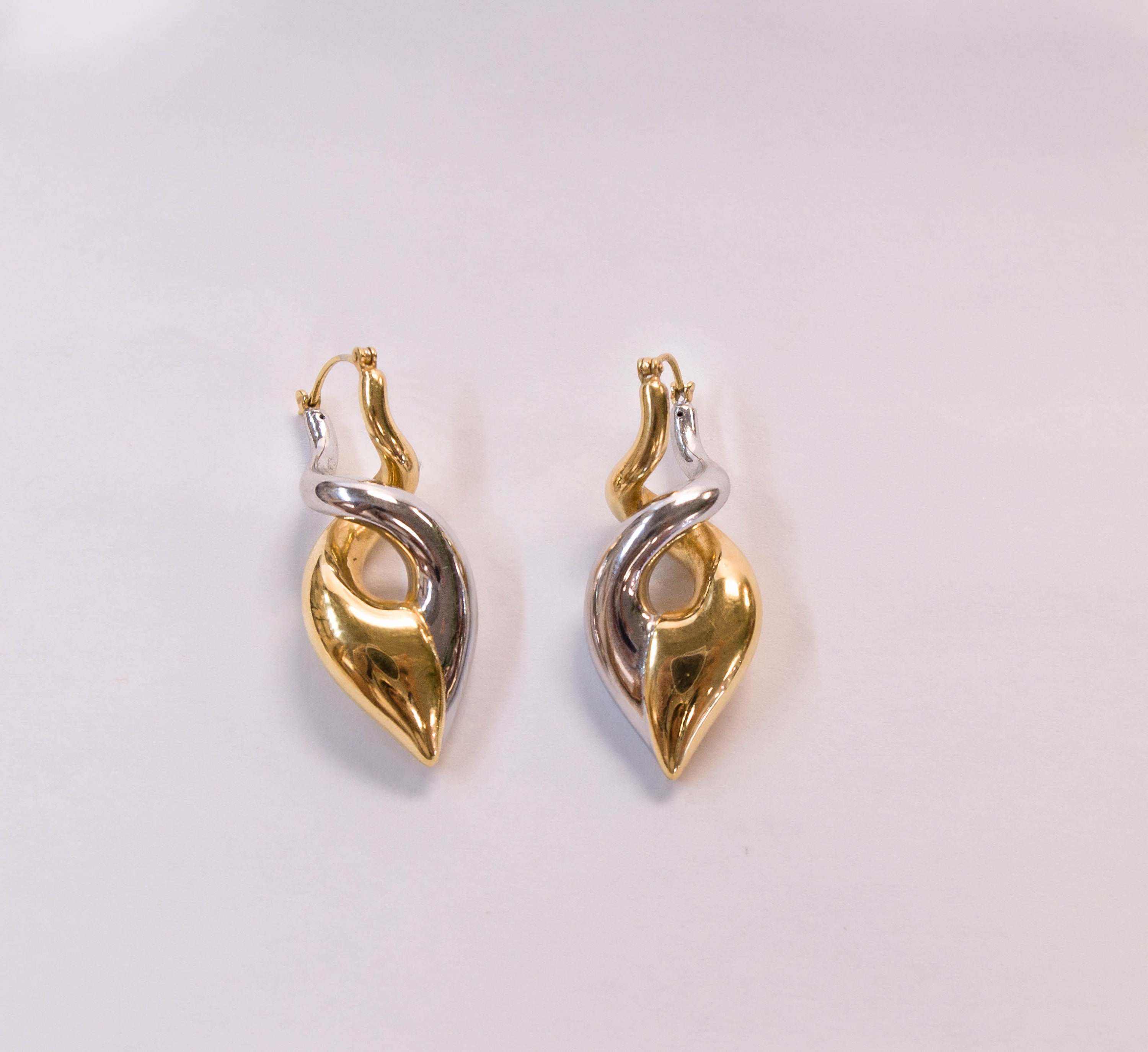 14K Two Tone Twist Earrings