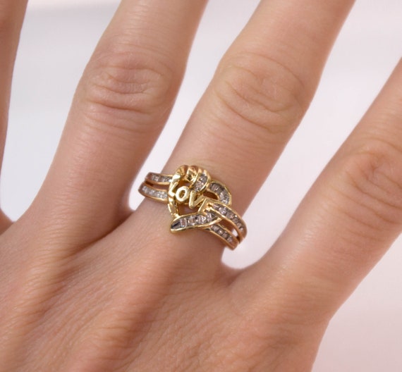10K Diamond Love Ring - image 2