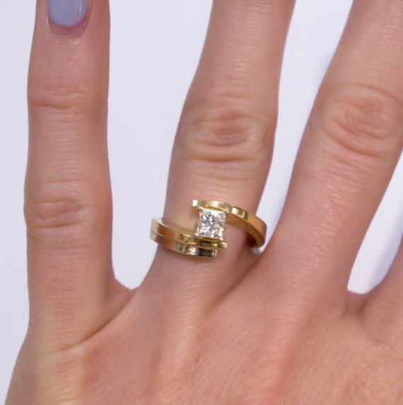 14K Modern Princess Cut Engagement Ring