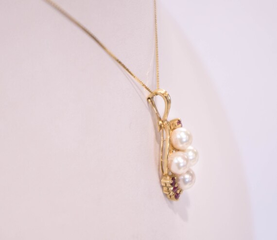 14k Pearl and Ruby Enhancer Pendant - image 3