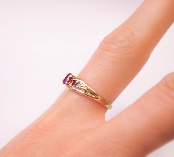 10K Ruby and Diamond Ring - image 2
