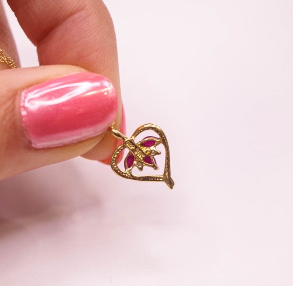 10K Ruby Heart Pendant - image 2